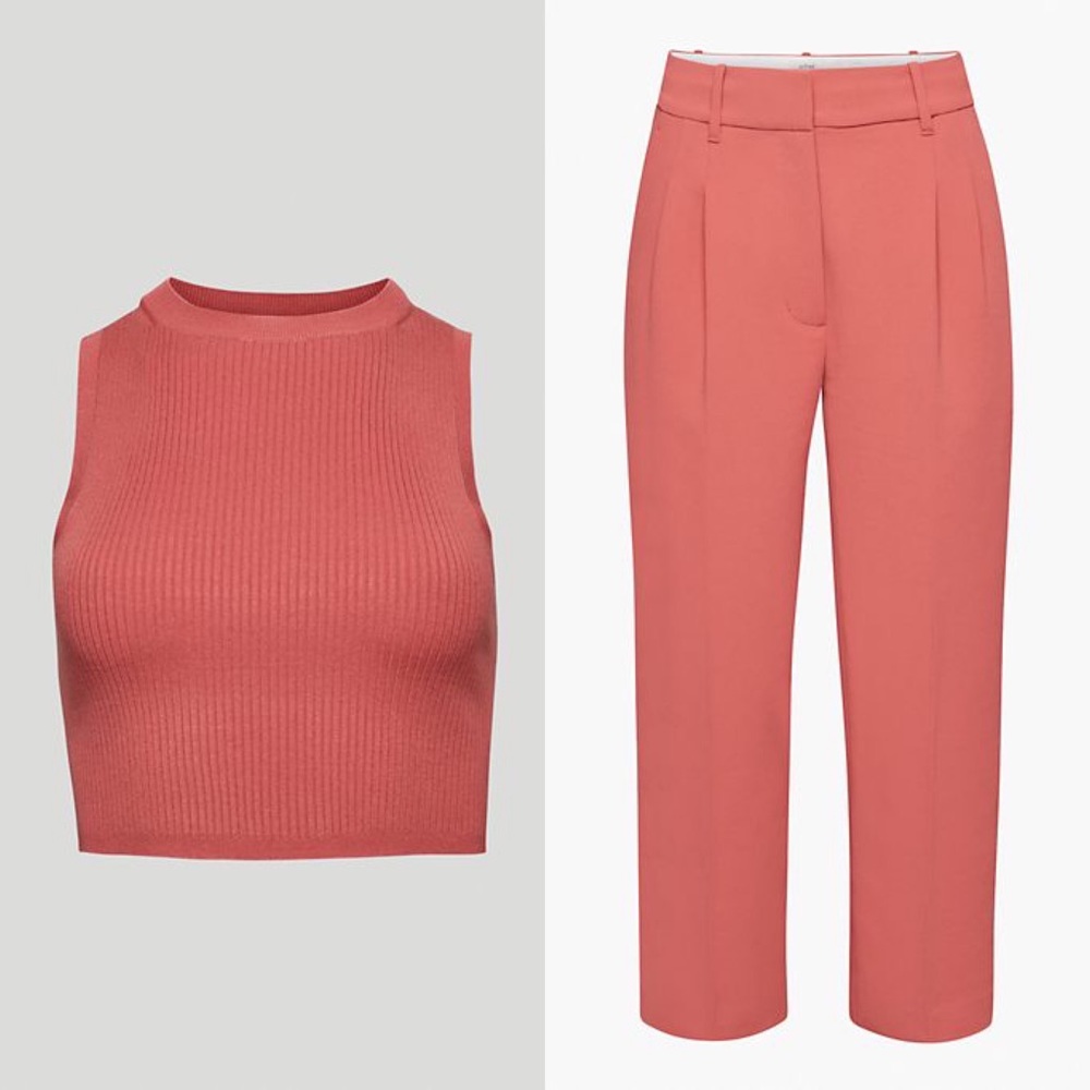 Aritzia Wilfred Sienna Red Monochrome Outfit- includes both top and bottoms